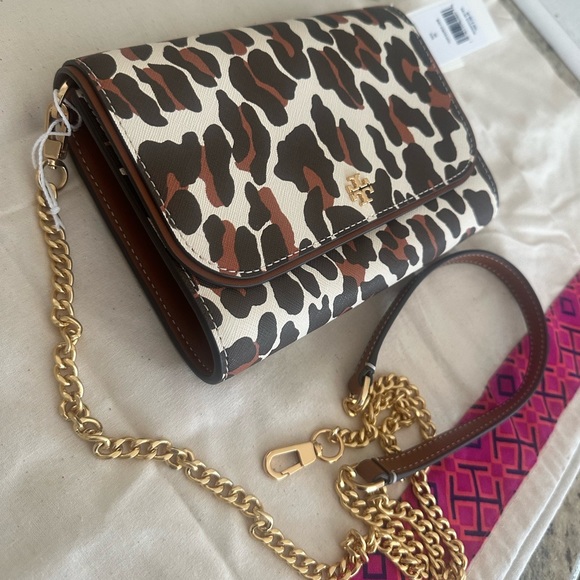 Tory Burch Emerson Chain Wallet Crossbody BEGE REA LOPARO205/498 - Picture 3 of 10